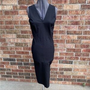 New Rick Owens Glitter Dress Double V Sleeveless Black Bodycon Cocktail Size 42